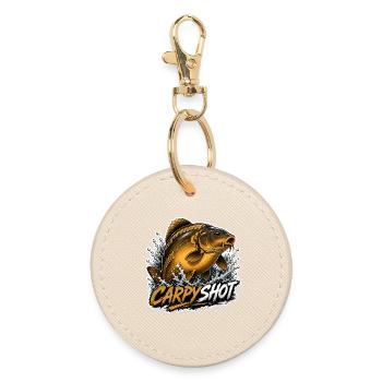 Carpyshot Mirror Carp Fishing Design - Round Keyring - oyster - Front