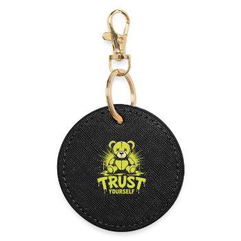 Trust Yourself Teddybär Streetwear Grunge - Runder Schlüsselanhänger - Schwarz - Vorne