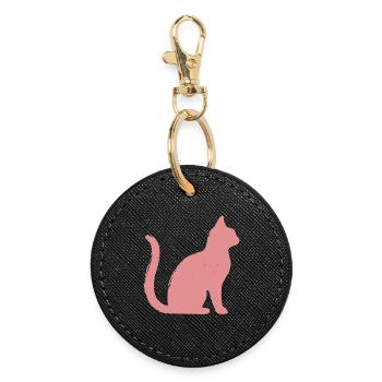 Contour du chat - Pastel - Porte-clés rond - noir - Devant
