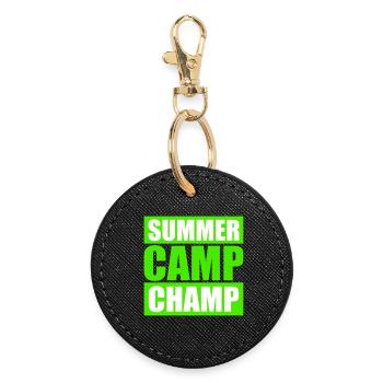 Summer Camp Champ Lustig Kinder Outdoor Abenteuer - Runder Schlüsselanhänger - Schwarz - Vorne