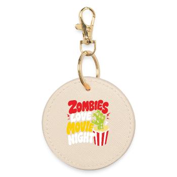 Zombies Love Movie Night Horror - Round Keyring - oyster - Front