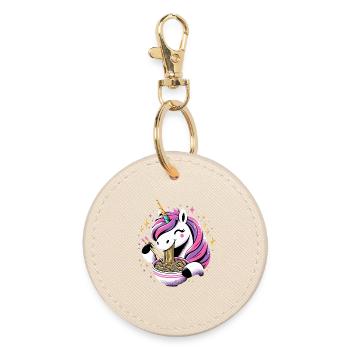 Licorne Kawaii heureuse mangeant des nouilles ramen - Porte-clés rond - huître - Devant