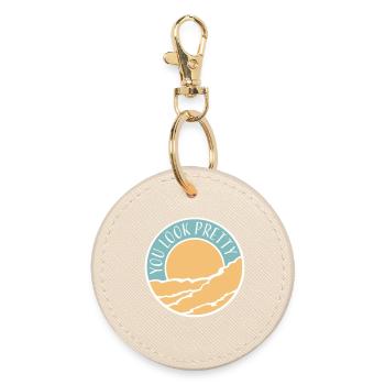 You Look Pretty Funny Complement Self Love Logo - Round Keyring - oyster - Front
