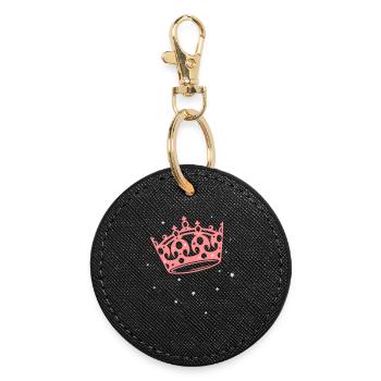 Princesse, Queen Couronneavec des étoiles. - Porte-clés rond - noir - Devant