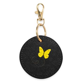 Lemon butterfly butterfly dancing through the air - Round Keyring - black - Front