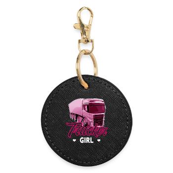 Fille de camionneur - Porte-clés rond - noir - Devant