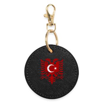 Albania Turkey flag used look - Round Keyring - black - Front
