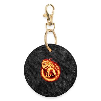 Lion en feu - Porte-clés rond - noir - Devant
