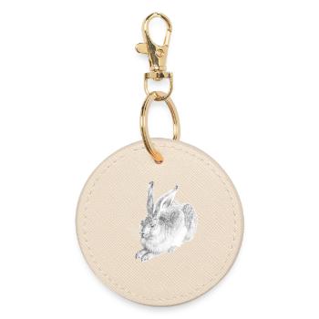 WHITE RABBIT | Snow Hare after Albrecht Dürer - Round Keyring - oyster - Front