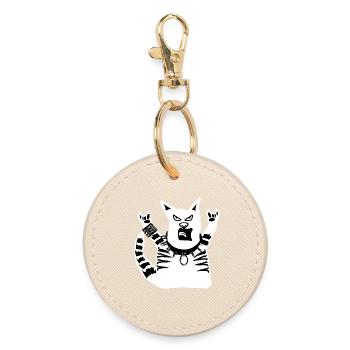 Heavy Metal Cat - Round Keyring - oyster - Front