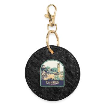 Le Suquet district in Cannes in France - Round Keyring - black - Front