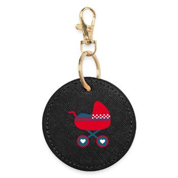 Naissance Bébé 2025 Idée Cadeau - Porte-clés rond - noir - Devant