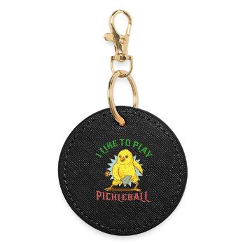 ich mag Pickleball - Runder Schlüsselanhänger - Schwarz - Vorne
