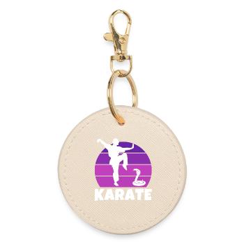 karate, karateka, karate sport - Round Keyring - oyster - Front