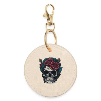 Totenkopf mit Rosen - Runder Schlüsselanhänger - Auster - Vorne