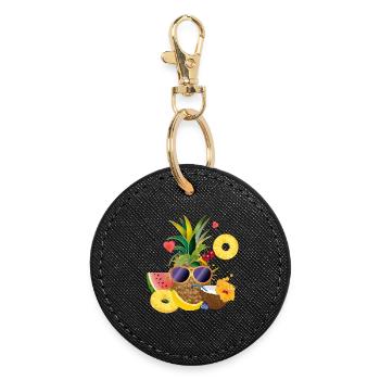 Motif d’été frais Ananas à la noix de - Porte-clés rond - noir - Devant