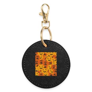 Citrouilles effrayantes motif d’Halloween - Porte-clés rond - noir - Devant