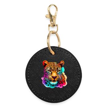 Leopard - Runder Schlüsselanhänger - Schwarz - Vorne
