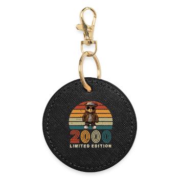 2000 Baujahr Geburtstag Limited Edition Vintage - Runder Schlüsselanhänger - Schwarz - Vorne