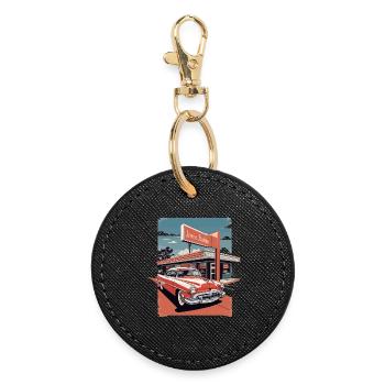 Classic Cars 1950 - Round Keyring - black - Front