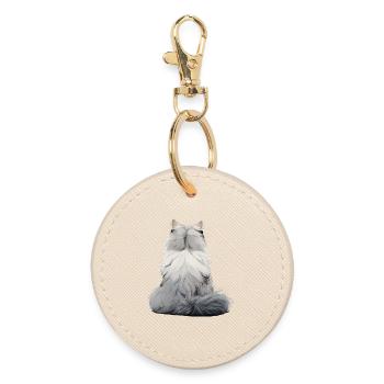 Persian Cat - Round Keyring - oyster - Front