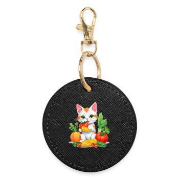 Chat Bio - Porte-clés rond - noir - Devant