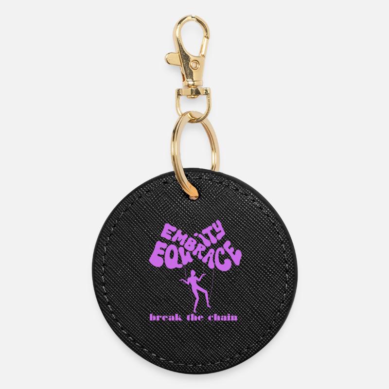 Illustration d’autonomisation avec slogan de ballon - Porte-clés rond - noir