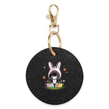 Chat de Pâques Oeufs de Pâques Costume de lapin - Porte-clés rond - noir - Devant