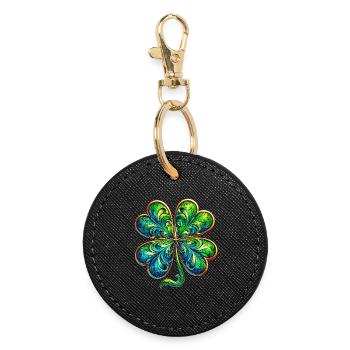 Trèfle à quatre feuilles - Porte-clés rond - noir - Devant