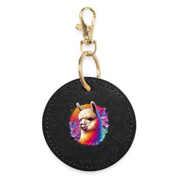 Alpaca - Round Keyring - black - Front