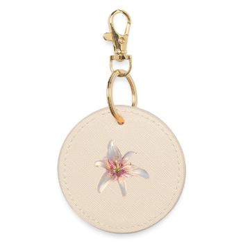 Lily Roses Blossoms - Round Keyring - oyster - Front