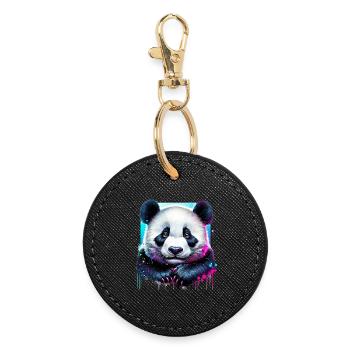 Panda - Runder Schlüsselanhänger - Schwarz - Vorne