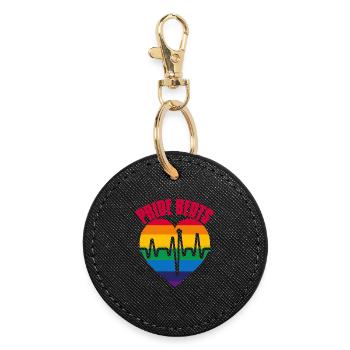 PRIDE BEATS: Pride und Einheit feiern - Runder Schlüsselanhänger - Schwarz - Vorne