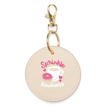 Donut und Kaffee - Runder Schlüsselanhänger - Auster - Vorne