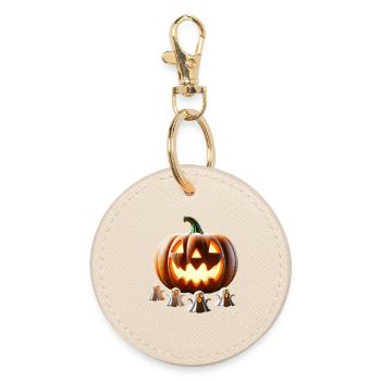 Halloween Kürbis Geister - Runder Schlüsselanhänger - Auster - Vorne