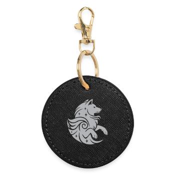 Star Wolf Magic Wappen - Farbe anpassbar - Runder Schlüsselanhänger - Schwarz - Vorne