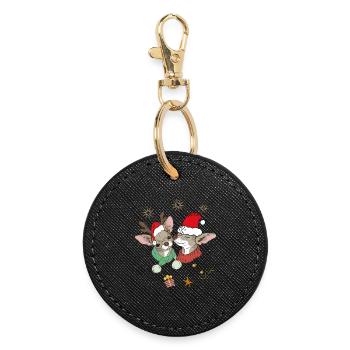 Joyeux Noël - Porte-clés rond - noir - Devant