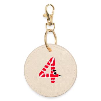 Number 4 Snake Red Kids - Round Keyring - oyster - Front