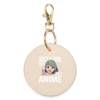 Anime Fan Girl Zitat - Runder Schlüsselanhänger - Auster - Vorne