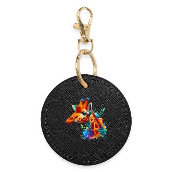 Giraffe - Round Keyring - black - Front