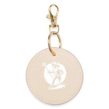 Lacrosse Player Sketch - Round Keyring - oyster - Front