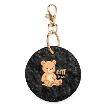 Cheeky teddy cutesy design avec attitude - mordez-moi - Porte-clés rond - noir - Devant