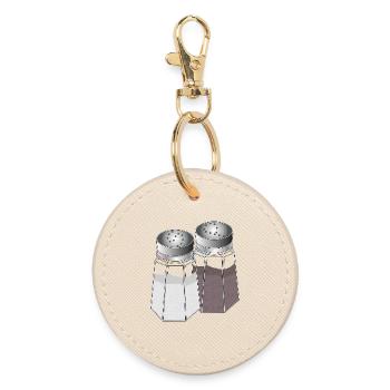 Classic Salt & Pepper Duo – Stylish Seasoning - Round Keyring - oyster - Front