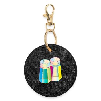 Sel et poivre dans un verre Prisma – Épices colorées - Porte-clés rond - noir - Devant