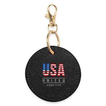 U.S. flag of the United States since 1776 - Round Keyring - black - Front