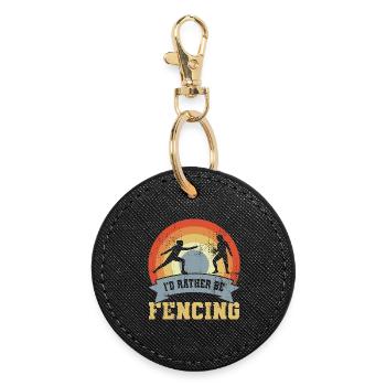 I'd Rather Be Fencing - Round Keyring - black - Front