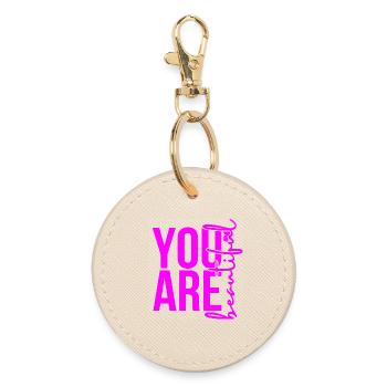 You Are Beautiful - Pink - Runder Schlüsselanhänger - Auster - Vorne