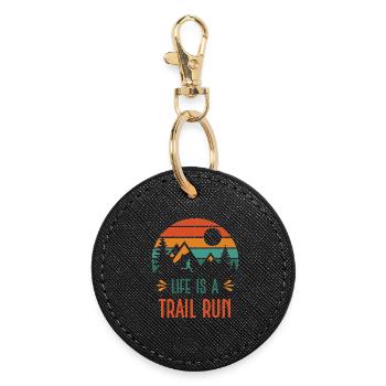 Das Leben ist ein Trailrun - Runder Schlüsselanhänger - Schwarz - Vorne