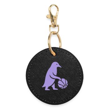 Joueur de basket-ball pingouin minimaliste - Porte-clés rond - noir - Devant