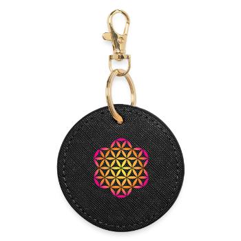 Flower of Life Gradient Namaste om spirituell - Round Keyring - black - Front
